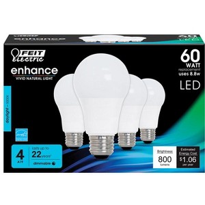 Feit Electric A19 E26 (Medium) LED Bulb Daylight 60 Watt Equivalence 4 pk - 1 of 1