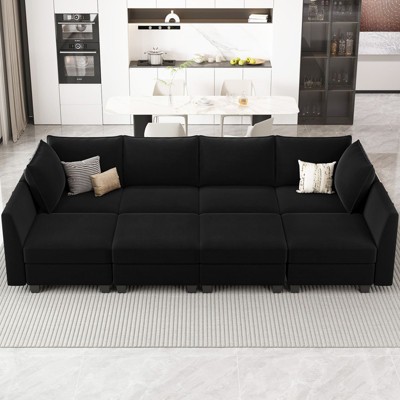 Belffin L-Shaped Modular Sectional with Storage Ottoman & 1500lb Capacity Velvet Sofa