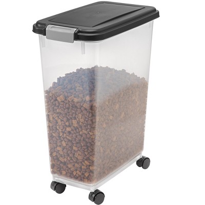 IRIS 47 Quart Airtight Plastic Pet Food Storage Container with Casters