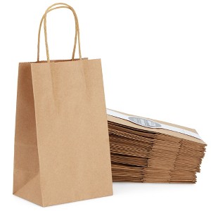 Juvale 36 Pack Small Kraft Party Favor Gift Bags with Handles for Birthday, 8.5 x 5.25 In - 1 of 4