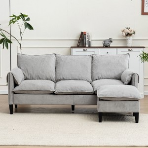 PAGED Convertible Sofa L-Shaped Sofa with Footstools and Storage Space, 3-Seater Sofa for Living Room - 1 of 4