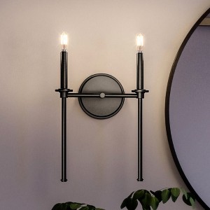 Urban Ambiance Luxury Contemporary Wall Sconce 16.625''H x 10.375''W,  Midnight Black Finish,  Parkes Collection, UHP4237 - 1 of 4
