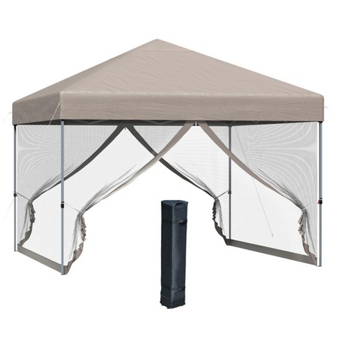 Outsunny 10' X 10' Heavy Duty Pop Up Canopy With Removable Mesh