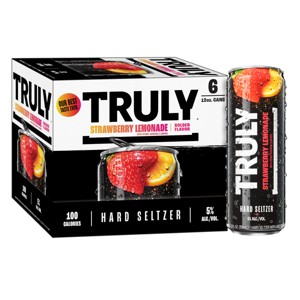 Truly Strawberry Lemonade Hard Seltzer - 6pk/12 fl oz Slim Cans - 1 of 4