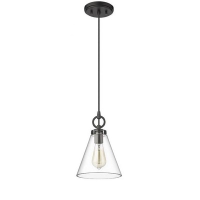 Harper Matte Black and Glass Conical Pendant Light