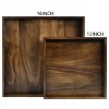 KINWELL Square Black Walnut Wood Serving Tray Ottoman Tray with Handles - 3 of 4