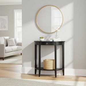 Homy Casa Half Moon Console Table with Drawer and Lower Shelf for Entryway or Hallway, Black - 1 of 4