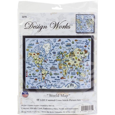 Design Works Counted Cross Stitch Kit 18"X24"-World Map