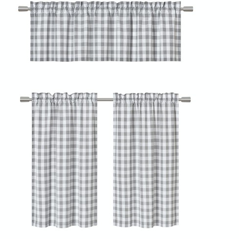 Pc Kitchen Curtain Tier Valance Set, Plaid Kitchen Curtains Valances