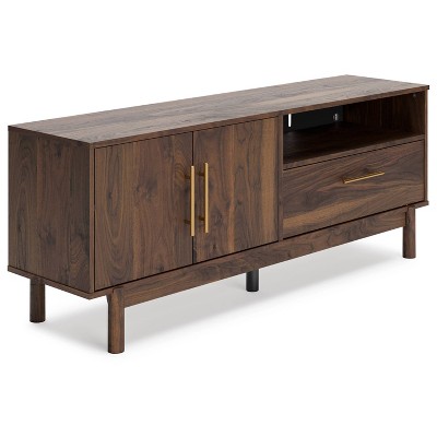 59" Calverson TV Stand for TVs up to 63" Brown/Beige: Chic Media Console with Storage - Signature Design by Ashley
