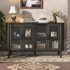 ModernLuxe 4-Door Storage Cabinet with Glass Doors, Pine Wood Buffet Console Display Cabinet TV Stand with Adjustable Shelves - 2 of 4