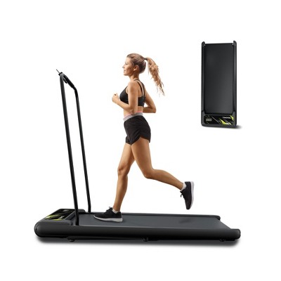 Naysaye Folding Portable Treadmill Walking Pad Removable Armrests Cushioned Belt Spacious Surface for Home Gym Office, Black Yellow, 43.5"*18"*37.8"