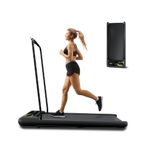 Naysaye Folding Portable Treadmill Walking Pad Removable Armrests Cushioned Belt Spacious Surface for Home Gym Office, Black Yellow, 43.5"*18"*37.8" - 1 of 4
