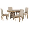 CAVINAS Round Dining Table Set for 4 Wood Extendable Dining Table and 4 Upholstered Chairs - 3 of 4