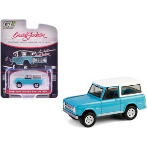 1966 Ford Bronco Custom SUV Turquoise Blue with White Top "Barrett-Jackson" Series 15 1/64 Diecast Model Car by Greenlight - 1 of 4