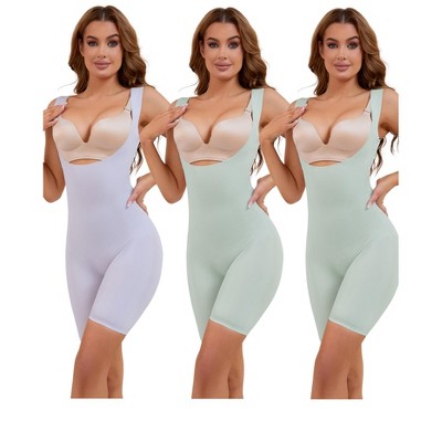 INSPIRE CHIC 3 Pcs Women's Butt Lifter Thigh Slimmers Tummy Control Bust Back Support Body Shapers