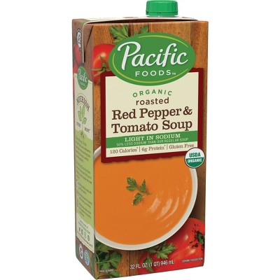 Pacific Foods Organic Gluten Free Low Sodium Roasted Red Pepper & Tomato Soup - 32oz