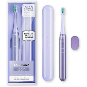 Aquasonic Icon ADA-Accepted Rechargeable Toothbrush | Magnetic Holder & Slim Travel Case | 2 Brushing Modes & Smart Timers | Modern & Convenient - 1 of 4