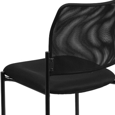 Black Mesh Stackable Steel Side Chair with Padded Seat
