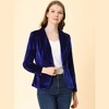 INSPIRE CHIC Women's Christmas Office Solid Shawl Collar Jetted Pockets One Button Velvet Blazer - image 3 of 4