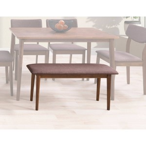 CorLiving Branson Wood Dining Bench Walnut Stain: Upholstered Rectangle Seat, 36" Length, Rubberwood Legs - 1 of 4