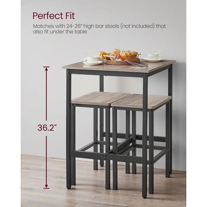 VASAGLE Bar Table, 23.6 x 23.6 x 36.2 Inches, Space Saving, Sturdy Metal Frame, Easy Assembly, 4 of 8