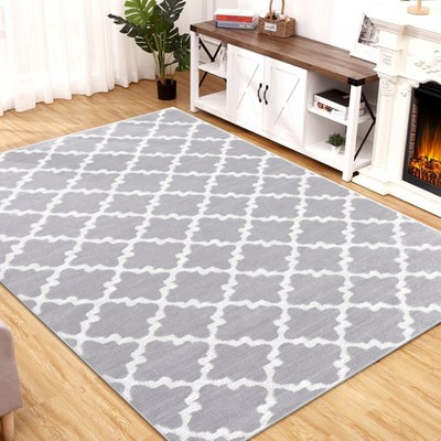 Area Rugs for Bedroom Soft Geometric Diamond Design Carpet Foldable Modern Non Slip Non Shedding Indoor Mat