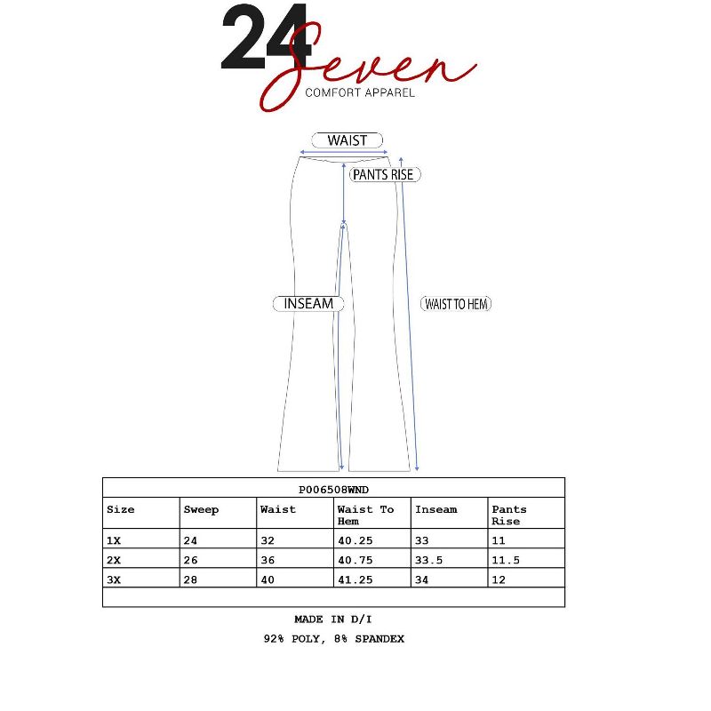 24seven Comfort Apparel Red Print Elastic Waist Plus Size Palazzo Pants, 4 of 5