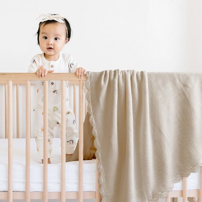 Makemake Organics Organic Cotton Scalloped Baby Blanket - Beige
