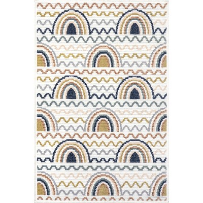 Kaarina Multi Rainbow Kids Fringe Area Rug