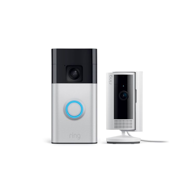 Ring Starter Set with Battery Doorbell and Indoor Cam: Security Wi-Fi System, 2 Cameras, 1 of 12