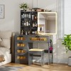Vlsrka Vanity Desk with Sliding Mirror and LED Lights, RGB Vanity with Charging Station - 2 of 3
