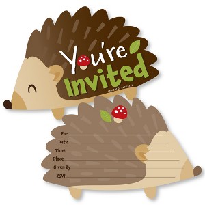 Big Dot of Happiness Forest Hedgehogs - Shaped Fill-In Invitations - Woodland Birthday Party or Baby Shower Invitation Cards with Envelopes - 12 Ct - 1 of 4