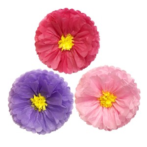 Wrapables Set of 3 Tissue Flower Pom Poms Party Decorations for Weddings, Birthday Parties Baby Showers and Nursery Decor - 1 of 4
