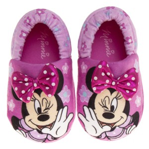 Disney Girls's Minnie Mouse Slippers - Plush Lightweight Warm Comfort Soft Aline House Slippers - Pink Bow Minnie (size 5-12 Toddler) - 1 of 4