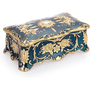 Vintage Two Layer Rectangular Trinket Organizer Storage Box Ornate Treasure Chest Box - 1 of 4