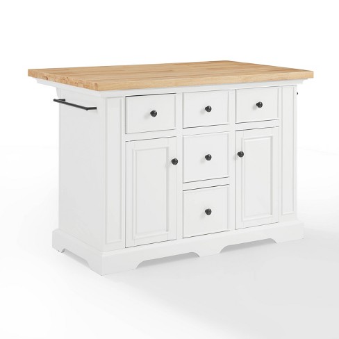 Crosley Butcher Block Top Kitchen Island - White