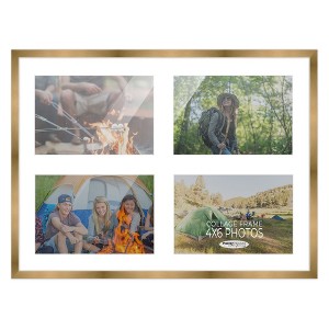 PosterPalooza | Metallic Gold Bronze Finish Collage Frame - White Mat, 20 Frame Sizes, UV Acrylic - 1 of 4