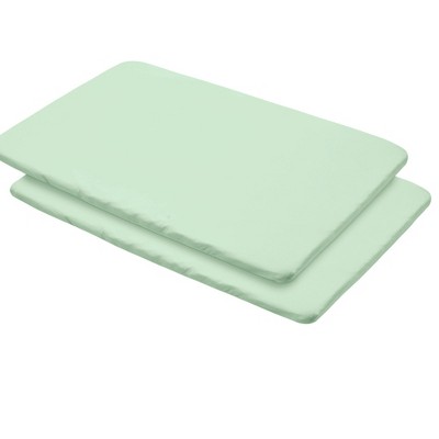 BreathableBaby All-in-One Fitted Sheet & Waterproof Cover, For 39" x 27" Play Yard Mattress (2-Pack), Mint Green