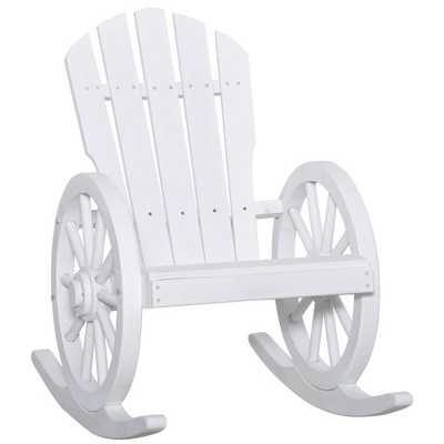 Outsunny Adirondack Rocking Chair with Slatted Design and Oversize Back for Porch, Poolside, or Garden Lounging