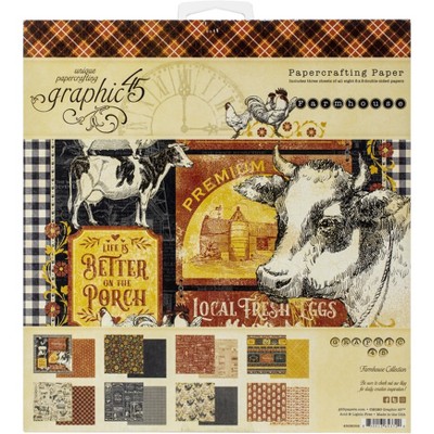Graphic 45 Double-Sided Paper Pad 8"X8" 24/Pkg-Farmhouse