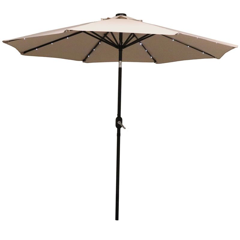 Sunnydaze Outdoor Aluminum Pool Patio Umbrella with Solar LED Lights, Tilt, and Crank - 9', 1 of 15