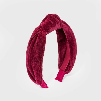 Girls' Rib Velvet Top Knot Headband - Cat & Jack™ Burgundy