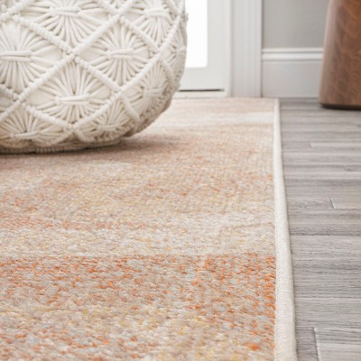 Petalo Modern Abstract Orange and Beige Flat Woven Area Rug