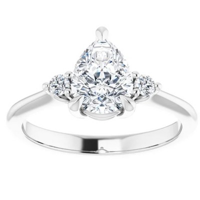 Pompeii3 1 1/4Ct Pear Shape Lab Created Diamond Engagement Ring White Yellow or Rose Gold