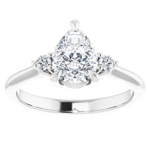 Pompeii3 1 1/4Ct Pear Shape Lab Created Diamond Engagement Ring White Yellow or Rose Gold - 1 of 4