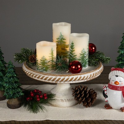 Set of 3 White LED Flameless Christmas Pillar Candles