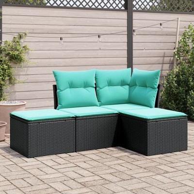 vidaXL Garden Sofa SetPE rattan, Powder-coated steel, Fabric