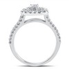 Pompeii3 1 1/10ct Cushion Halo Diamond Engagement Wedding Ring Set 10K White Gold - Size 9.5 - 3 of 4
