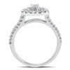 Pompeii3 1 1/10ct Diamond Cushion Halo Engagement Wedding Ring Set White Gold - image 3 of 4